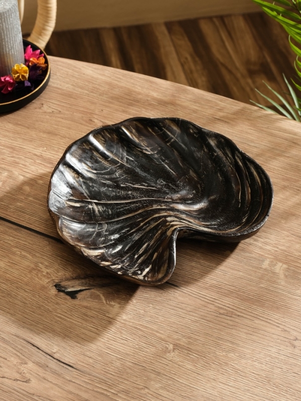 Тарелка Тарелка "Ракушка" дерево Джати, 26х23х3 см, цв. тёмно-коричневый