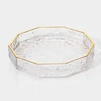 Поднос Fairyshine, 16.5&times;2.5 см, с золотой отводкой, стекло, прозрачный