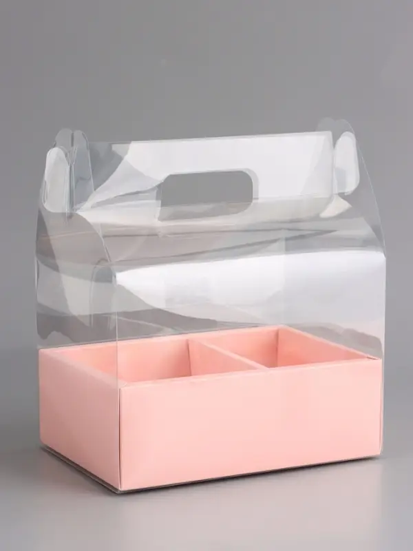 Коробка с PVC для цветов и десертов 26&times;18&times;30 см, розовый