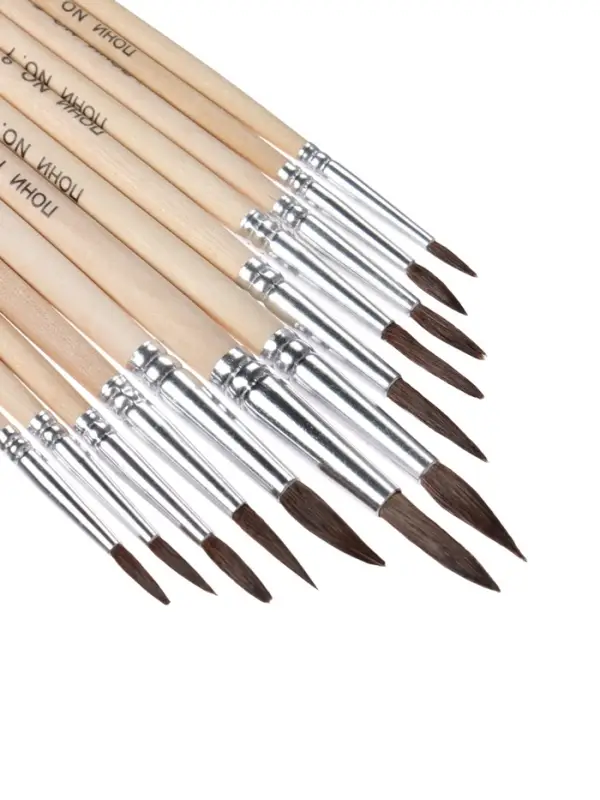 Набор кистей для рисования, пони, 12 штук: № 1, 2, 3, 4, 5, 6, 7, 8, 9, 10, 11, 12, круглые, деревянная ручка, международный размер