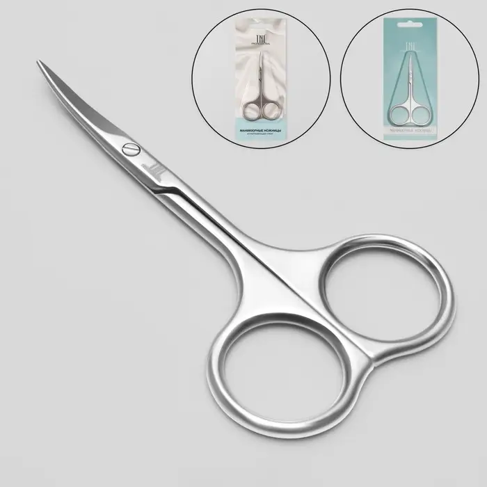 Ножницы маникюрные TNL, узкие, загнутые, 9,5 см, цвет серебристый Ножницы маникюрные TNL, узкие, загнутые, 9,5 см, цвет серебристый