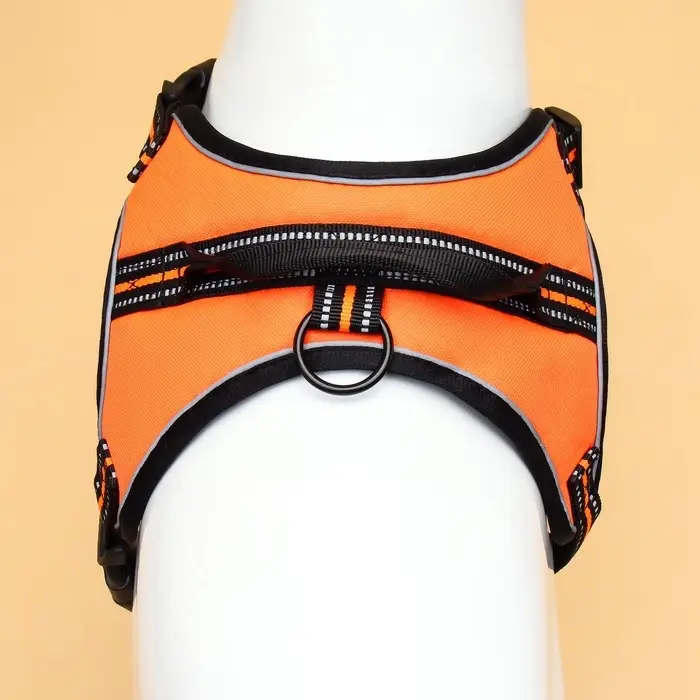 Шлейка улучшенная К7, размер L, ОГ 64-86 см, вес 18-27.5 кг, мягкая, светоотражающая, оранжевая