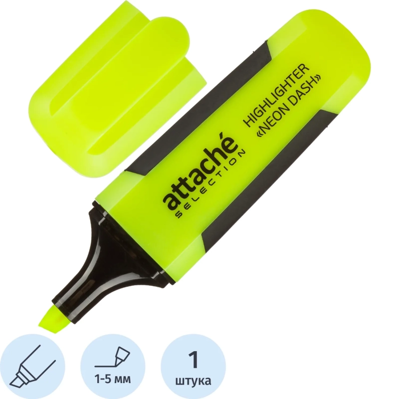 Маркер текстовыделитель Attache Selection Neon Dash 1-5мм желтый HL7010