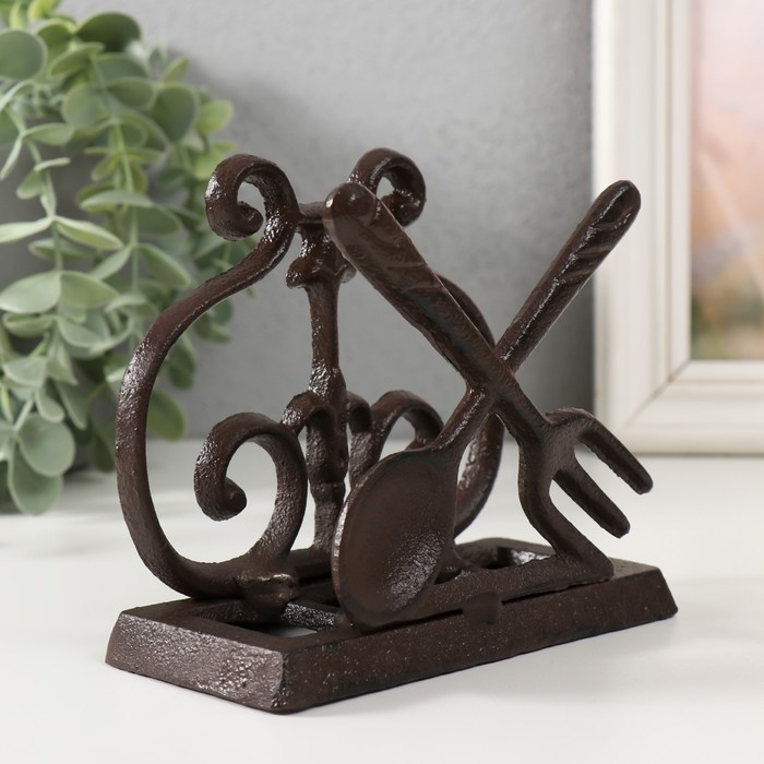 Сувенир чугун подставка  Сувенир чугун подставка "Ложка и вилка" 13,2х6,4х11,5 см