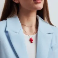Кулон &laquo;Гранат&raquo; сочный, красный в серебре, L=80 см