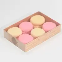Кондитерская упаковка, коробка для макарун с PVC крышкой, «Крафт», 18 х 12 х 3.5 см