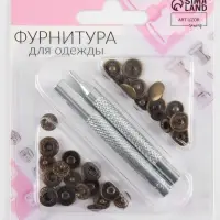 Кнопки установочные, Альфа (S-образные), d=10 мм, 8 шт., с установщиком, цвет антик