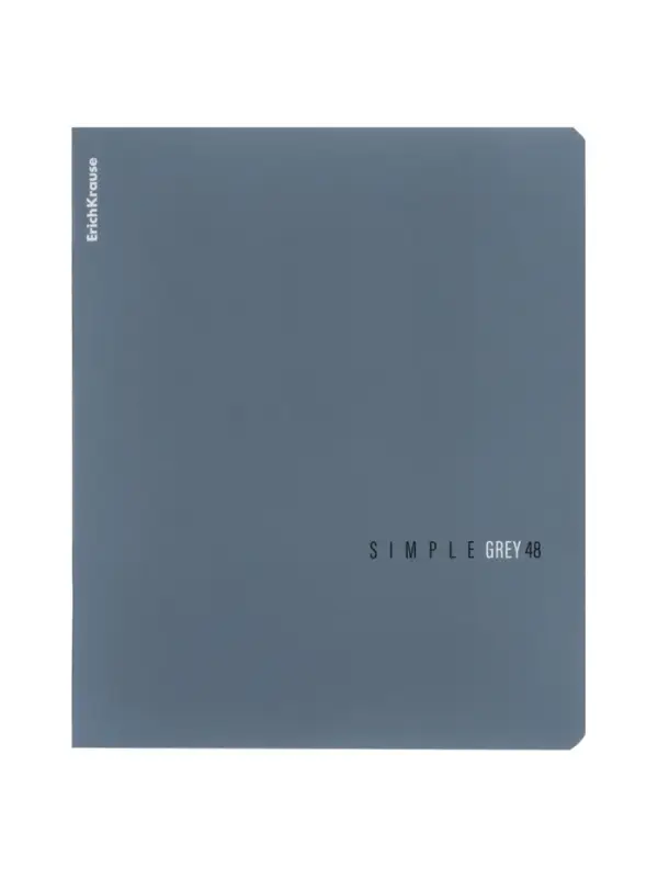 Тетрадь 48 листов в клетку, ErichKrause Simple Color, 60 г/м&sup2;, серая, МИКС