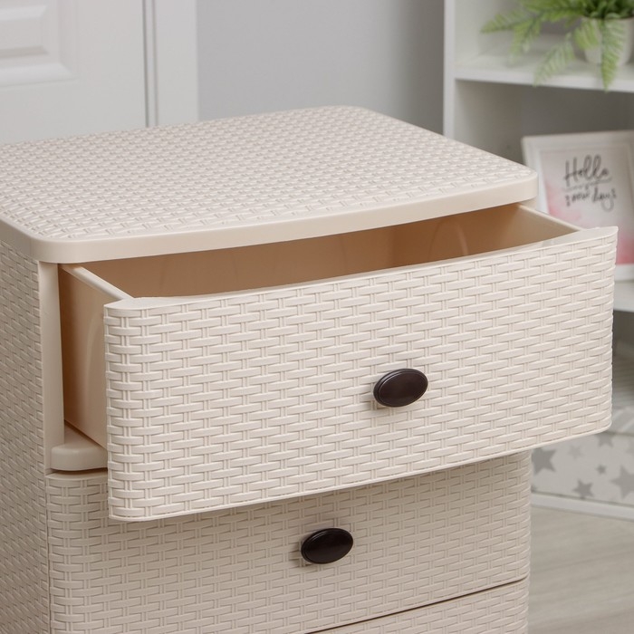 Комод 4-х секционный  Комод 4-х секционный "Плетёнка", цвет слоновая кость