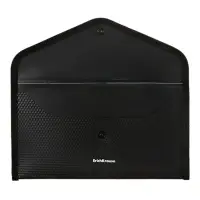 Папка-конверт на кнопке 260 х 140мм (Travel), 550 мкм, ErichKrause "Diamond Total Black", обшитая, тиснение, непрозрачная, черная