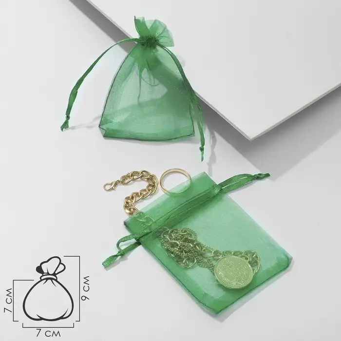 Набор мешочков подарочных 100шт. , 7*9 см, цвет тёмно-зелёный (1716477) Набор мешочков подарочных 100шт. , 7*9 см, цвет тёмно-зелёный (1716477)