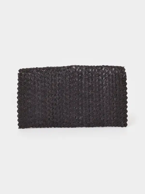 Сумка клатч плетёная из пальмового листа, 28&times;16&times;2 см, чёрная