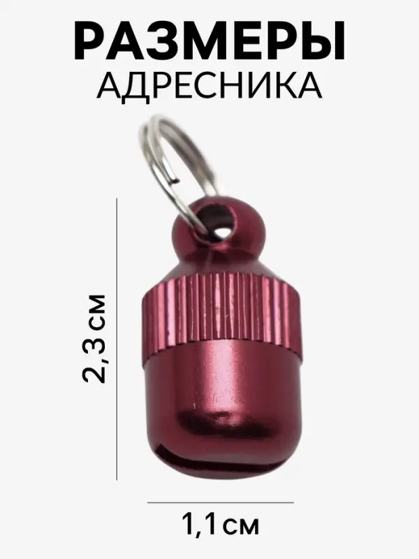 Адресник-капсула под записку &laquo;Бочонок&raquo;, 1.1&times;2.3 см, металл, красный