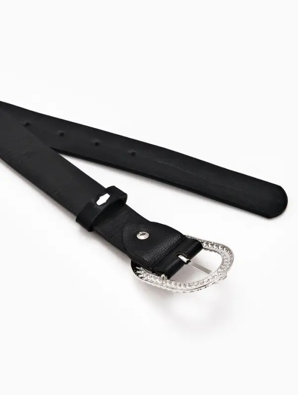 Ремень женский, 110&times;2.9 см, с винтом, классическая пряжка металл, чёрный