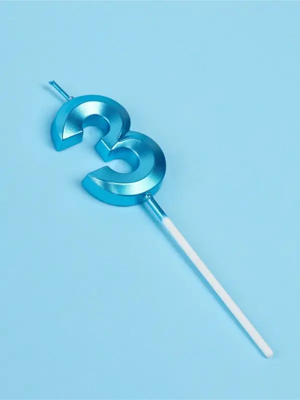 Свеча в торт на шпажке &laquo;Грань&raquo;, цифра 3, голубая, 5 см