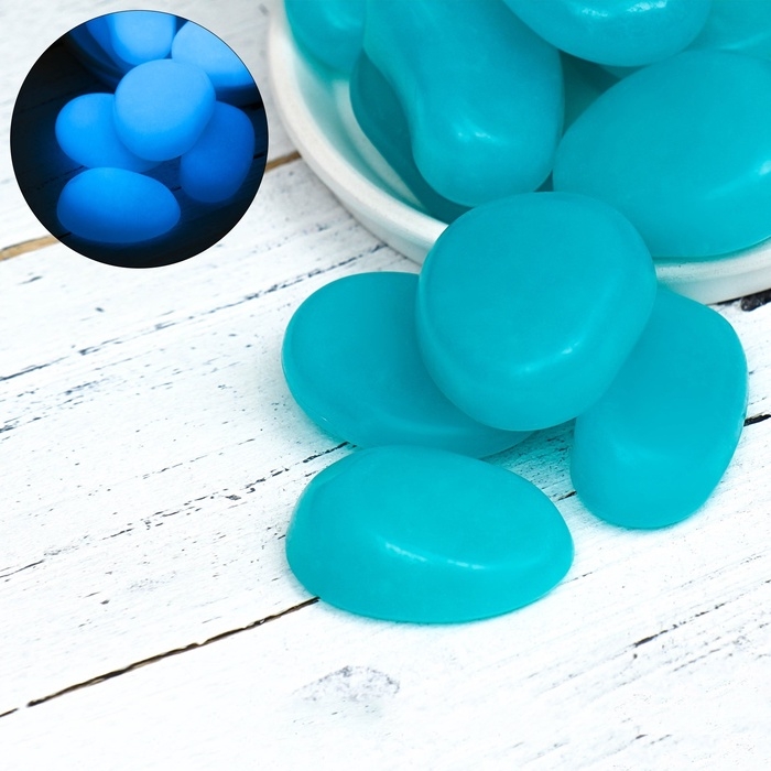 Декоративные камни для аквариума, светящиеся, 45 мм, 200 г, бирюзовые Декоративные камни для аквариума, светящиеся, 45 мм, 200 г, бирюзовые