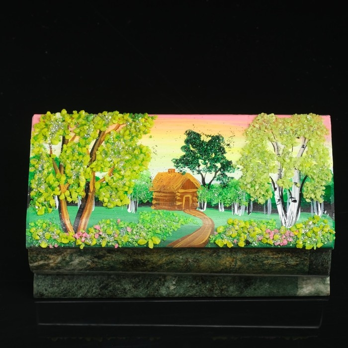 Ларец Ларец "Лето" 15х7х5,5 см, каменная крошка, змеевик