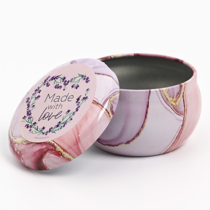 Банка для изготовления свечей с наклейкой &laquo;Mady with love&raquo;, 6,5 х 3,8 см.