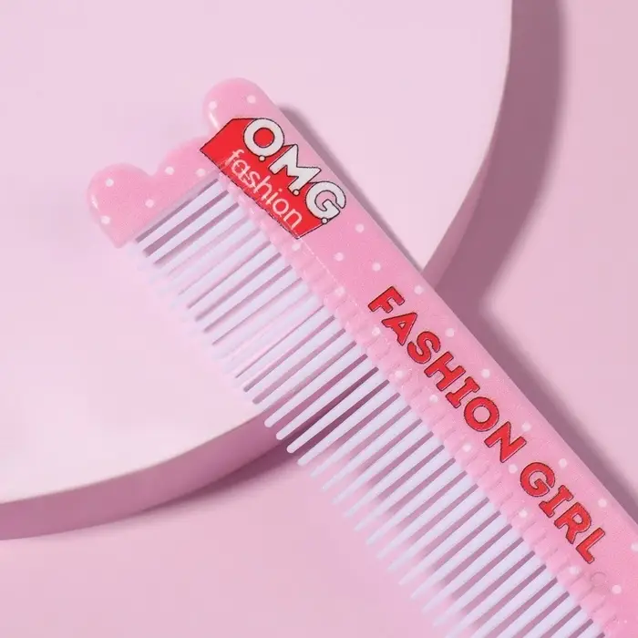 Расчёска Fashion, с ручкой, фигурная, 14.7×3.7(±1) см, разноцветная