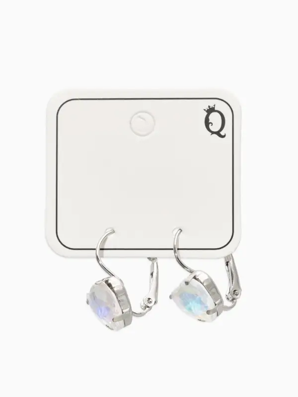 Серьги "Сердечки" лунные, цвет радужные в серебре