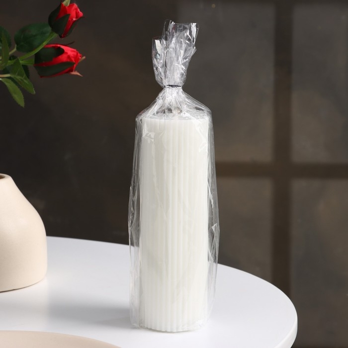 Свеча-цилиндр с гранями,5х15 см, белая, 10 ч Свеча-цилиндр с гранями,5х15 см, белая, 10 ч