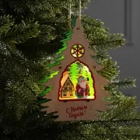 Подвеска световая &laquo;Дед Мороз&raquo;, 13&times;3&times;18 см, 6 LED, от батареек, свечение тёплое белое