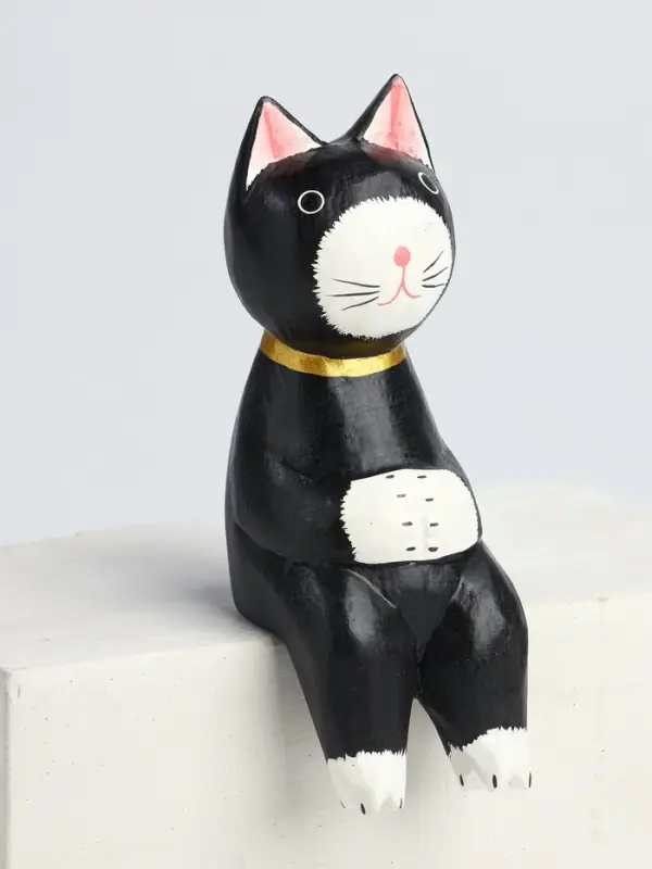 Сувенир &laquo;Кот сидячий&raquo;, 5&times;6&times;15 см, дерево, чёрный