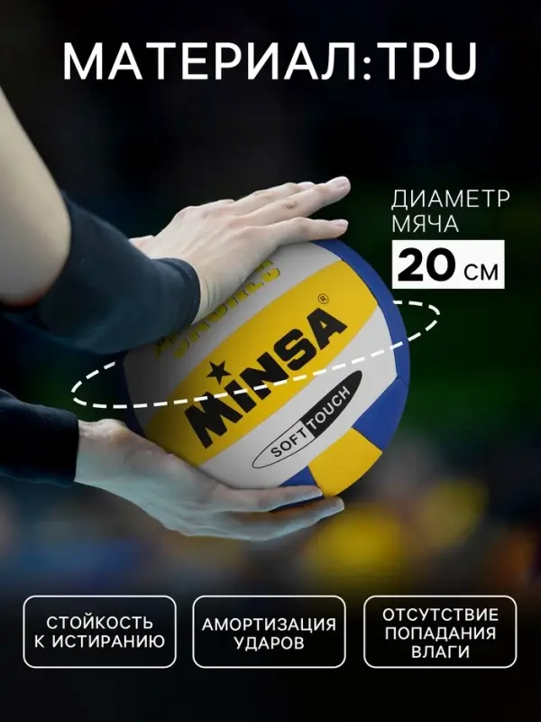 Волейбольный мяч MINSA, машинная сшивка, 18 панелей, р. 5, TPU
