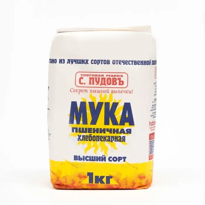 Мука пшеничная, хлебопекарная, высший сорт С.Пудов, 1 кг