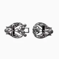 Зажим для кардигана "Ажур", бутон, цвет серо-белый в сером Зажим для кардигана "Ажур", бутон, цвет серо-белый в сером