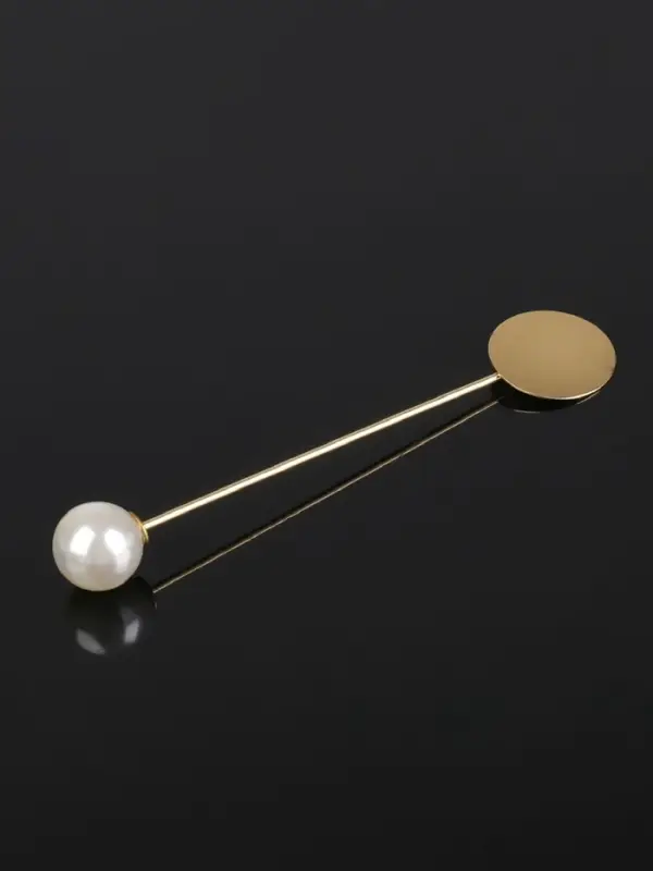 Основа &laquo;Брошь-игла&raquo; с бусиной d=1 см (набор 5 шт.), L=7.5 см, площадка 1.5 см, цвет золото