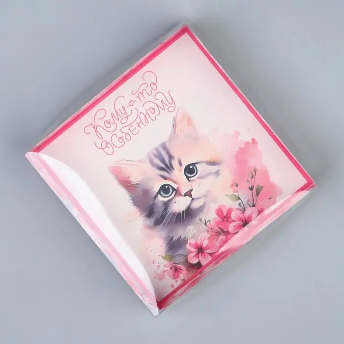 Коробка для печенья, кондитерская упаковка с PVC крышкой, «Котёнок», 10.5 х 10.5 х 3 см Коробка для печенья, кондитерская упаковка с PVC крышкой, «Котёнок», 10.5 х 10.5 х 3 см