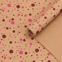 Крафт бумага «Конфетти» розовый/бордовый на коричневом фоне, 0.72×10±5% м, 60 г Крафт бумага «Конфетти» розовый/бордовый на коричневом фоне, 0.72×10±5% м, 60 г