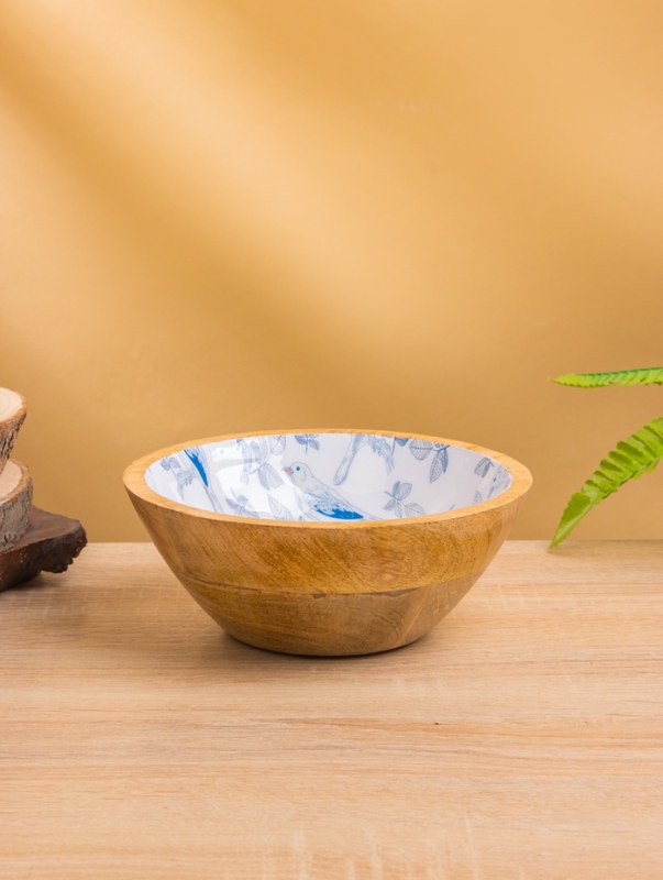 Миска Миска "Синие птицы" дерево манго 17,5х17,5х6,5 см