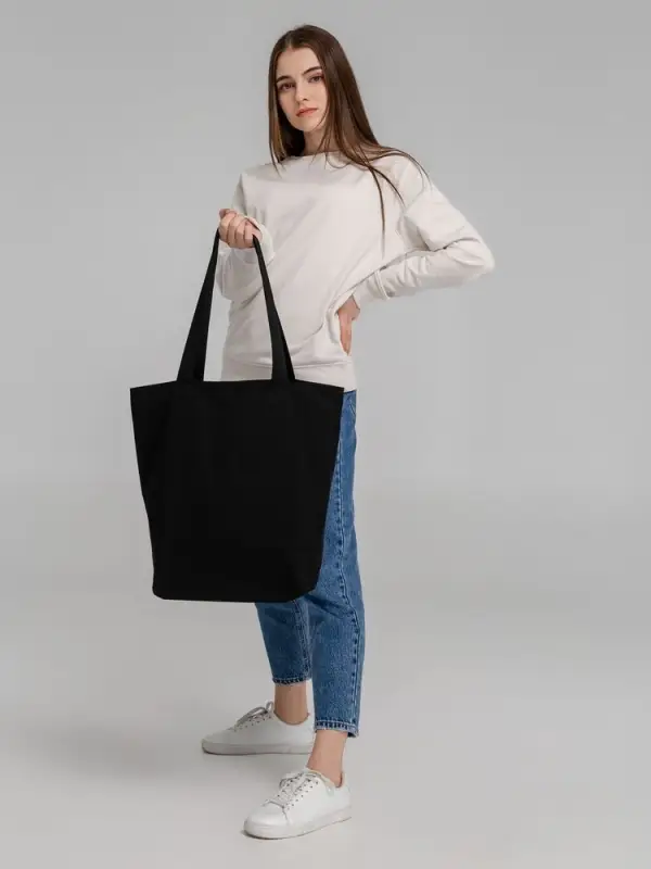 Сумка для покупок на молнии Shopaholic Zip, черная Сумка для покупок на молнии Shopaholic Zip, черная