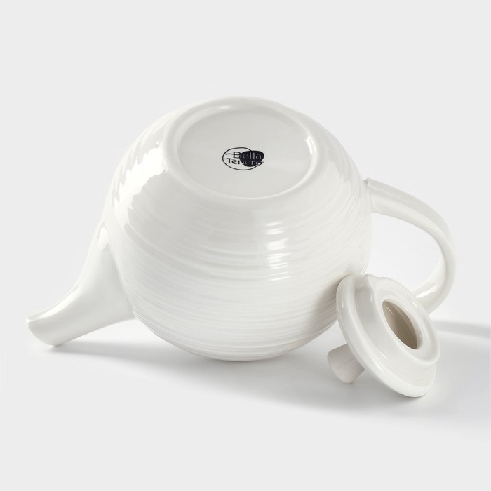 Чайник фарфоровый заварочный с подогревом на бамбуковой подставке BellaTenero «Полосы», 850 мл, цвет белый Чайник фарфоровый заварочный с подогревом на бамбуковой подставке BellaTenero «Полосы», 850 мл, цвет белый