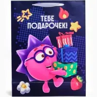 Пакет подарочный детский &laquo;Тебе подарочек&raquo;, Смешарики, 31&times;40&times;11.5 см