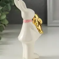 Фигурка керамика &laquo;Зайка белая с золотым зайчонком&raquo;, 6.5&times;4.5&times;13.5 см