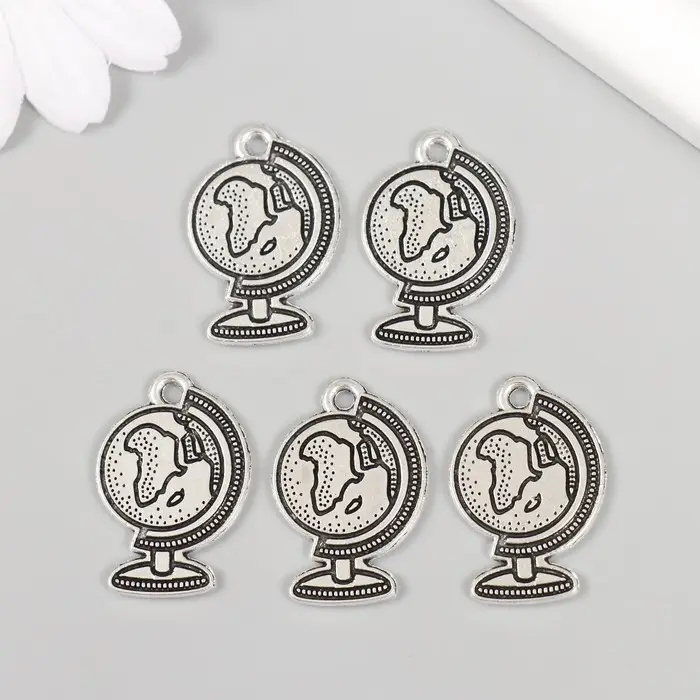 Металлический элемент, декоративная подвеска «Арт Узор. Глобус», 2.5×1.8 см