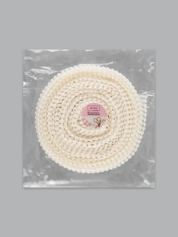 Лента с имитацией жемчуга, 4 см, 9&plusmn;1 м, белая