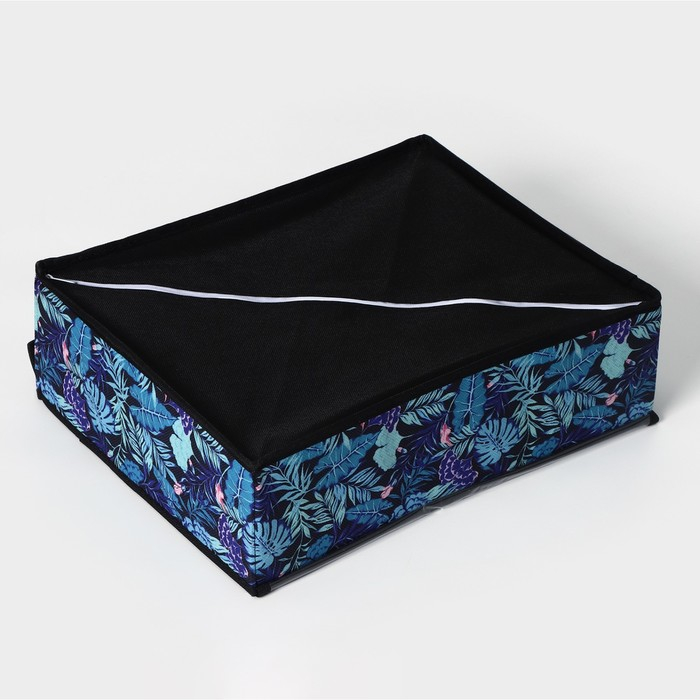 Органайзер для хранения белья с крышкой Доляна «Тропики», 24 ячеек, 38×30×12 см, цвет синий Органайзер для хранения белья с крышкой Доляна «Тропики», 24 ячеек, 38×30×12 см, цвет синий