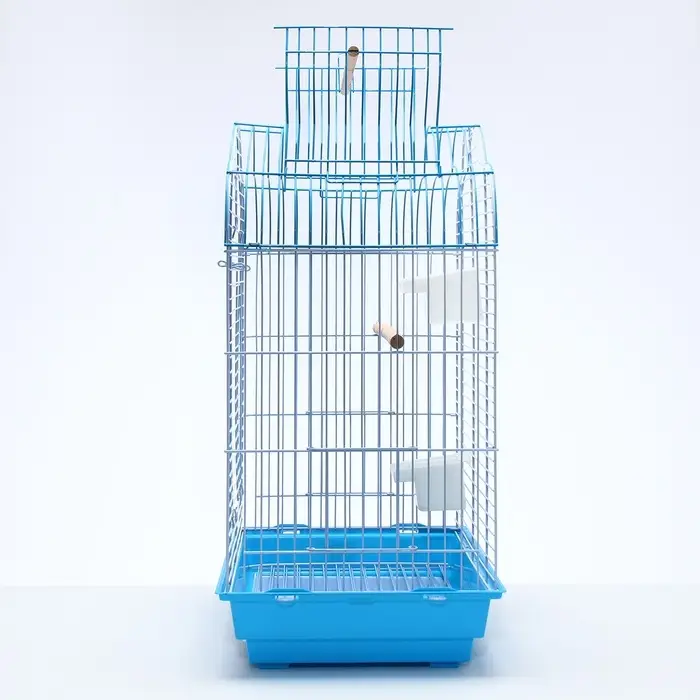 Клетка для птиц Bd-3/1o, раскрывающаяся крыша, 47,5 х 37 х 70 см, (фасовка 6 шт) голубая