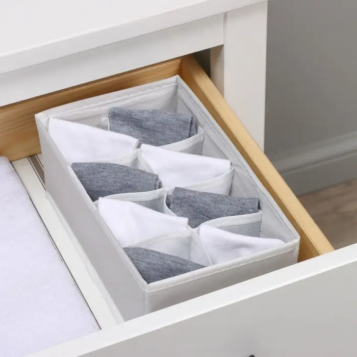 Органайзер для хранения белья LaDо́m, 8 ячеек, 24&times;14&times;10 см, серый