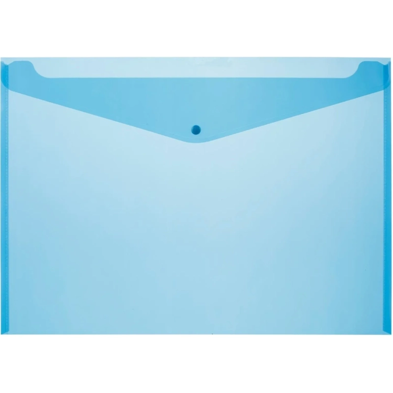 Папка-конверт на кнопке Attache А3, полупрозр.180мкм синий, 5 шт/уп