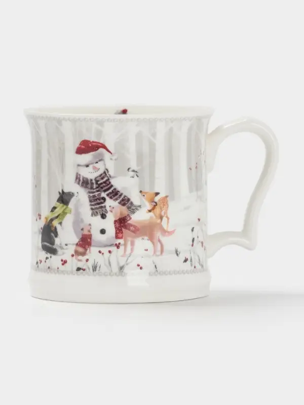 Кружка новогодняя «Снежные забавы», 420 мл, керамика, подарочная упаковка, белая