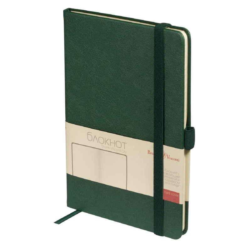Блокнот А5 80л Bruno Visconti CITY на резинке зеленый 3-698/04