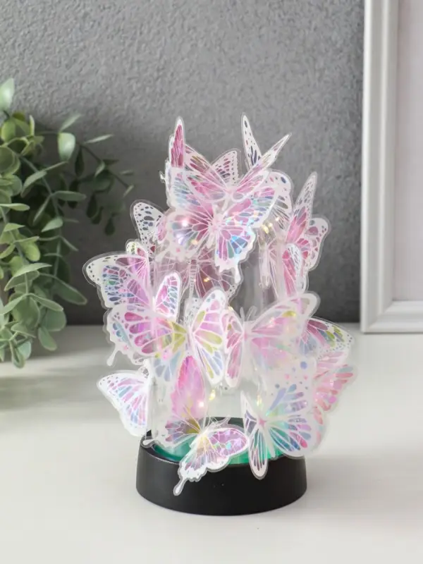 Сувенир пластик Сувенир пластик "Бабочки на колбе" LED 2хAG13 + наклейки бабочки 8,5х8,5х15 см