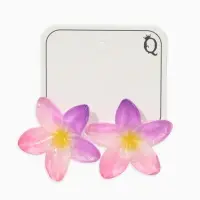 Серьги пластик "Цветок Лилии" прозрачные, блёстка, цвет розово-фиолетовый