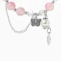 Браслет с подвесками &laquo;Сахарный. Бабочка и перо&raquo;, d=6 см, шар № 10/8, розовый в серебре