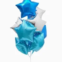 Воздушный шар фольгированный 18" "Звезды" цвет голубой, синий, серебро, набор 12 штук